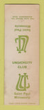 Matchbook Cover - University Club St Paul MN WEAR SAMPLE