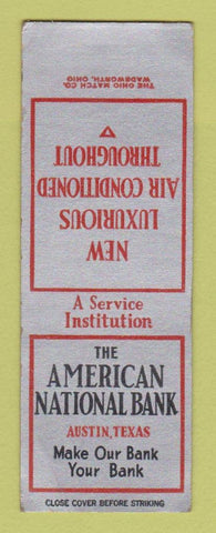 Matchbook Cover - American National Bank Austin TX WEAR SAMPLE