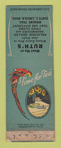 Matchbook Cover - Ruth's Restaurant Lincoln MA WORN WRITING SAMPLE
