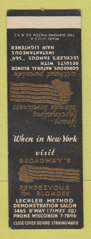 Matchbook Cover - Lechler Method Beauty Salon New York City  SAMPLE