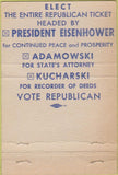 Matchbook Cover - Vote Eisenhower Adamowski Kucharski 40 Strike