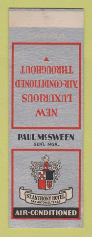 Matchbook Cover - St Anthony Hotel San Antonio TX SAMPLE