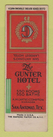 Matchbook Cover - Gunter Hotel San Antonio TX SAMPLE