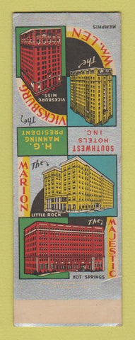 Matchbook Cover - Southwest Hotels Hot Springs Little Rock AR Memphis TN SAMPLE