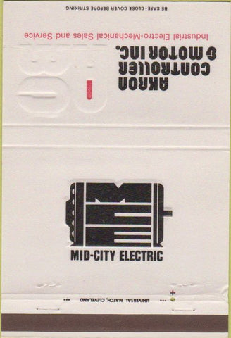 Matchbook Cover - Akron Controller  and  Motor Akron OH white 40 Strike