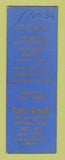 Matchbook Cover - Tasty Lunch Waltham MA WRITING SAMPLE