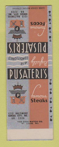 Matchbook Cover - Pusateri's Restaurant Kansas City MO Deco SAMPLE