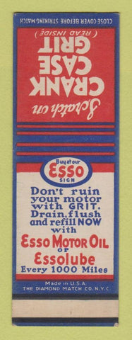 Matchbook Cover - Esso oil gas Crank Case Grit SAMPLE