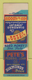 Matchbook Cover - Pete's Federal Loan Jewelry Philadelphia PA SAMPLE