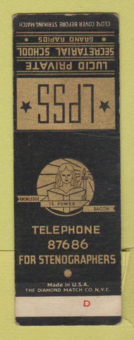 Matchbook Cover - Lucid Private Secretarial School Grand Rapids MI WEAR SAMPLE