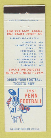 Matchbook Cover - 1961 Penn Football Schedule Pennsylvania Philadelphia PA
