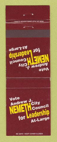 Matchbook Cover - Andrew Nemeth City Council Election 2003 Notre Dame Schedule