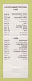 Matchbook Cover - Andrew Nemeth City Council Election 2003 Notre Dame Schedule