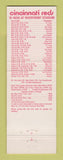 Matchbook Cover - 1981 Cincinnati Reds Baseball Schedule