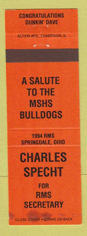 Matchbook Cover - Charles Spect RMS Match Club 1993 Basketball Schedule WEAR