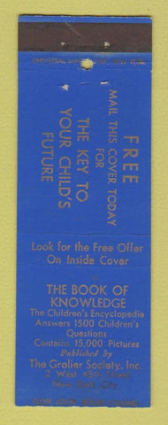Matchbook Cover - Book of Knowledge Grolier Society New York City