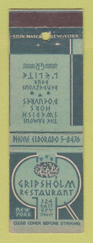 Matchbook Cover - Gripsholm Restaurant New York City