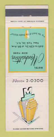 Matchbook Cover - Hotel Manhattan New York City