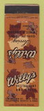 Matchbook Cover - Willy's Restaurant Grill New York City
