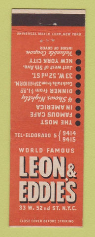 Matchbook Cover - Leon & Eddie's  New York City