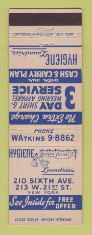 Matchbook Cover - Hygiene Laundry New York City