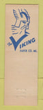 Matchbook Cover - Viking Paper Company New York City
