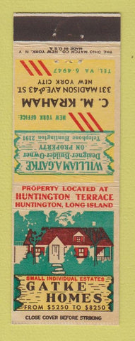 Matchbook Cover - Gatke Homes CM Kraham  New York City