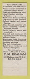 Matchbook Cover - Gatke Homes CM Kraham  New York City