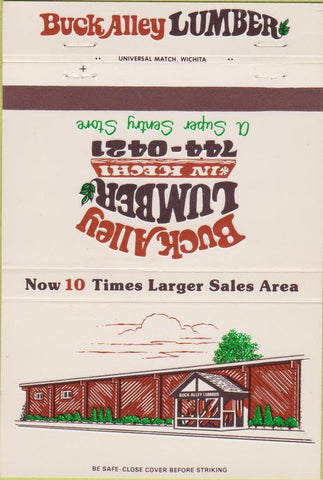 Matchbook Cover - Buck Alley Lumber Kechi KS 40 Strike