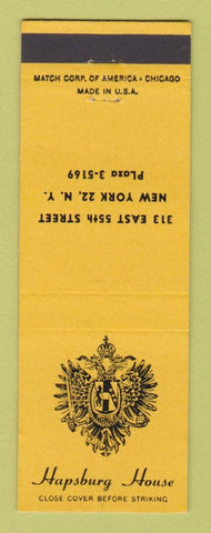 Matchbook Cover - Hapsburg House New York City