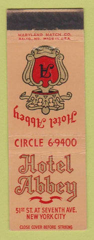Matchbook Cover - Hotel Abbey New York City