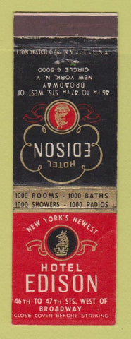Matchbook Cover - Hotel Edison New York City