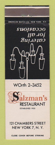 Matchbook Cover - Salzman's Restaurant New York City