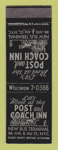 Matchbook Cover - Post and Coach Inn New York City