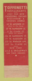 Matchbook Cover - Toffenetti Restaurants  New York City