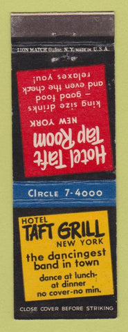 Matchbook Cover - Hotel Taft Grill New York City