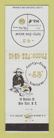 Matchbook Cover - Forty Five Below Coachman Talisman New York City