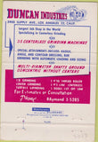 Matchbook Cover - Duncan Industries Los Angeles CA grinding  40 Strike