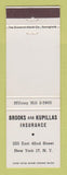 Matchbook Cover - Brooks and Kupillas Insurance New York City