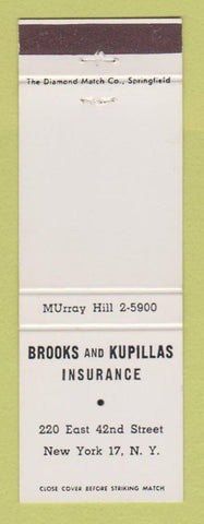 Matchbook Cover - Brooks and Kupillas Insurance New York City