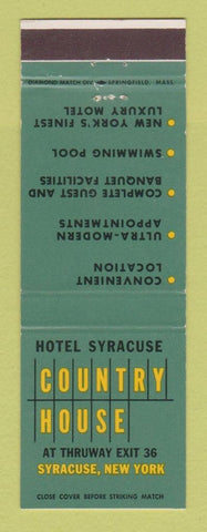 Matchbook Cover - Hotel Syracuse Country House NY