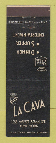 Matchbook Cover - La Cava Restaurant New York City