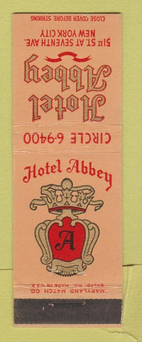Matchbook Cover - Hotel Abbey New York City