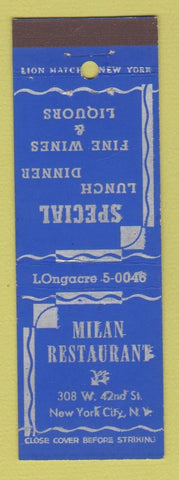 Matchbook Cover - Milan Restaurant New York City
