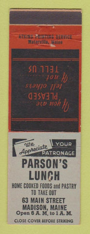 Matchbook Cover - Parson's Lunch Madison ME