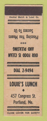 Matchbook Cover - Louie's Lunch Portland ME