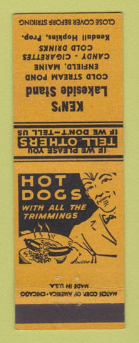 Matchbook Cover - Ken's Lakeside Stand Enfield ME Hot Dogs