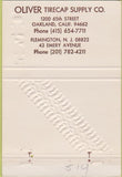 Matchbook Cover - Tuff Cure Oliver Tirecap Supplies Oakland CA 40 Strike