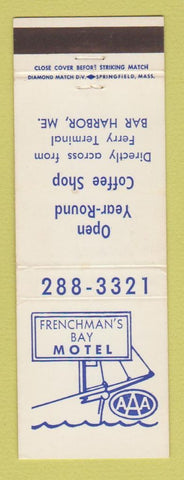 Matchbook Cover - Frenchman's Bay Motel Bar Harbor ME