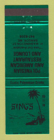 Matchbook Cover - Sing's Polynesian Restaurant Bangor ME